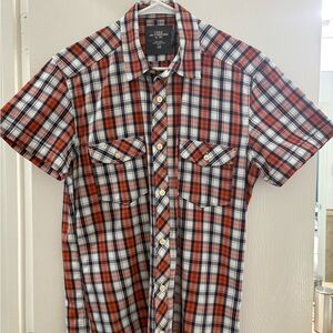 H&M Red and Blue Casual Button Down Shirt